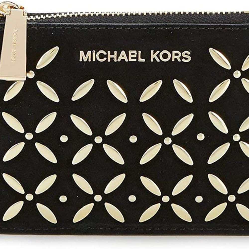 Michael Kors Money Pieces Zip Black & Gold Wristlet